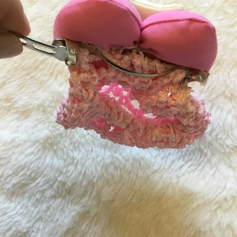 Vintage-Hello Kitty Pink Crochet Oversize Wrap Hair Clip